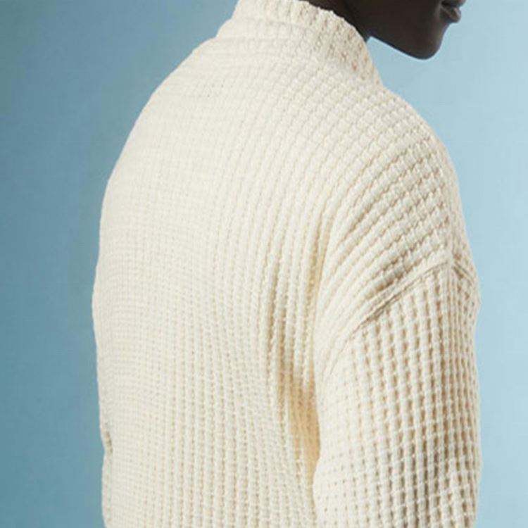 OEM Manufacturer Custom New Style Men Waffle Knit Anorak Sweatshirt Pullover With Front Kangaroo Pockets