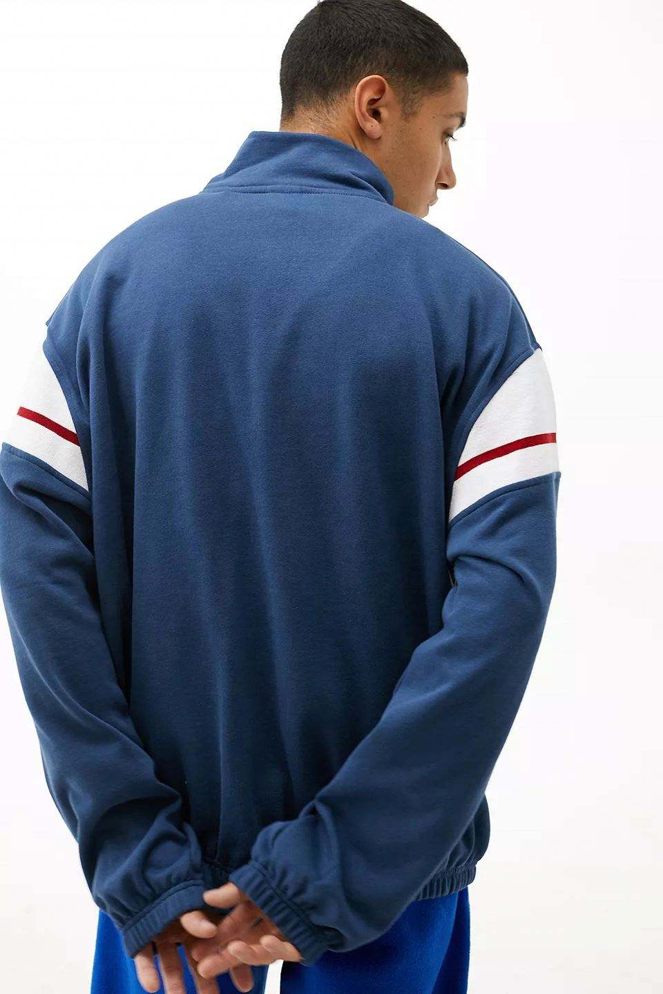 OEM Manufacturer Custom High Quality Men Color Block Mock Neck Hoodies Half Zipper Up Pullover Sweatshirt