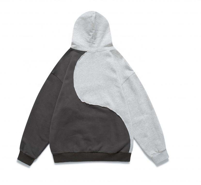 OEM Manufacturer Customized Color Block Applique Patchwork Casual Custom Sweatshirt Plus Size Hoodies Men Hoodies