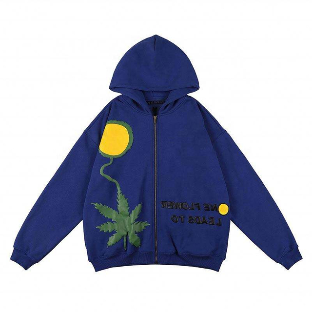 OEM Manufacturer Custom 3D Poam Printing Zipper Hoodie Men Women Oversized Hoody Puff Print Zip Up Hoodie