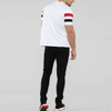 Aangepaste afdrukken gestreepte mouw T-shirts mannen korte mouw ronde nek wit t-shirt in bulk