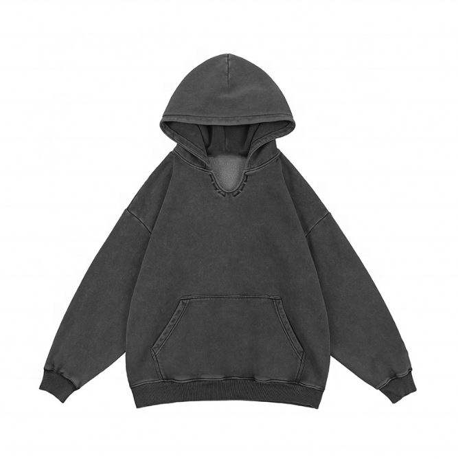 OEM Manufacturer Customized V Neck Vintage Casual Custom Sweatshirt Plus Size Hoodies Men Hoodies