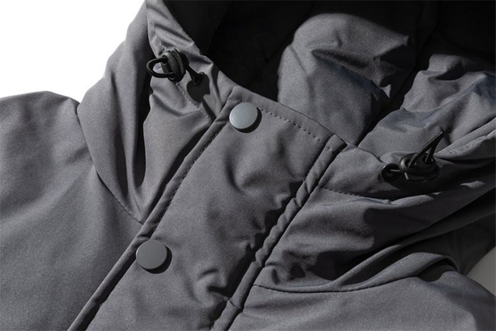 Oem Manufacturer Men's Hooded Cotton-Padded Coat Clash Color Stitching Pocket Loose Cargo Jacket