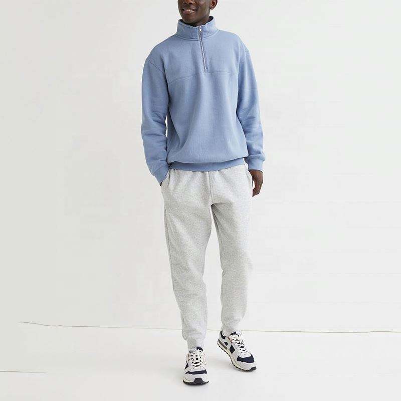 OEM Manufacturer Custom High Quality Men's Polar Fleece Fabric Quarter Zip Stand Collar Sweatshirt Pullover