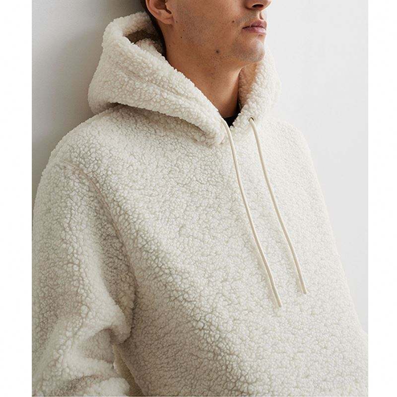 OEM Manufacturer Men Winter Warmth High Quality Long Sleeve Polyester Drawstring Pullover Wool Fleece Hoodies