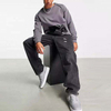 OEM Manufacturer Custom New Fashion Men Contrast Pu Leather Pocket Oversized Fleece Cotton Sweatshirts Pullover