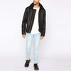 Mens New Fashion Style High Quality Sherpa Collar Zipper Closure Faux Leather Jacket