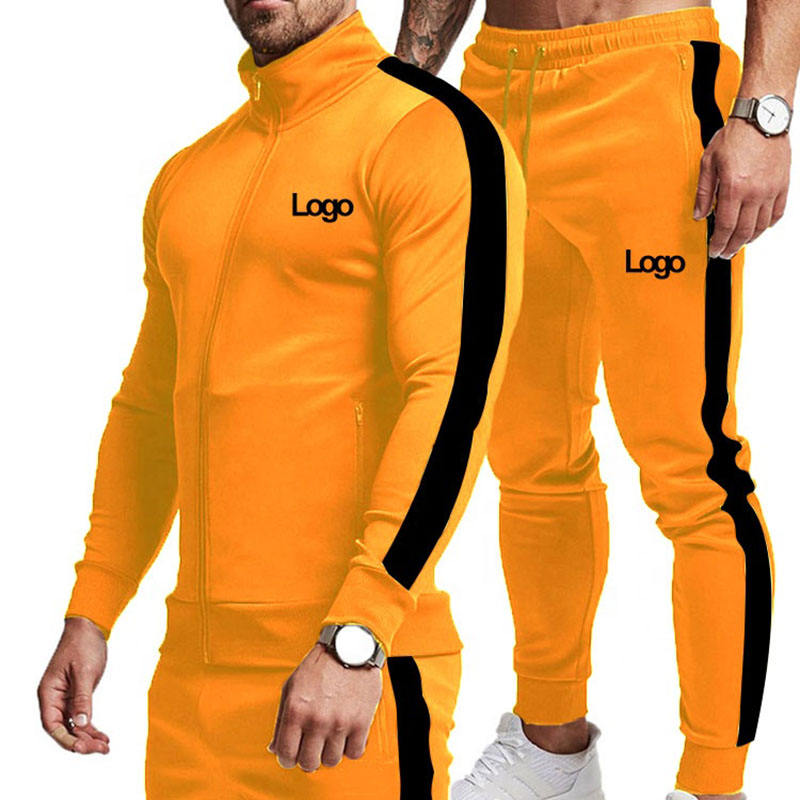 Slim Fit testreszabott logós kétrészes sport kocogó szettek férfiaknak