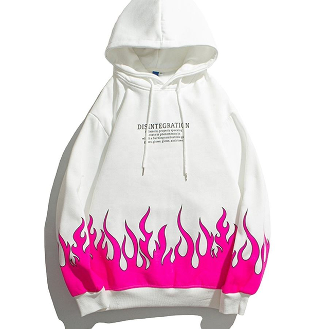 Aangepaste katoenen hoge kwaliteit heren oversized vlam bedrukte pullover hoodies