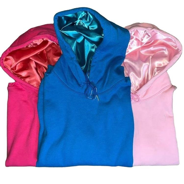 Partihandel Bomull Fransk Terry Satin fodrade unisex hoodies