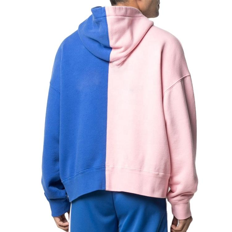 New Style Custom Logo Print Color Block Oversized Hoodies Mens