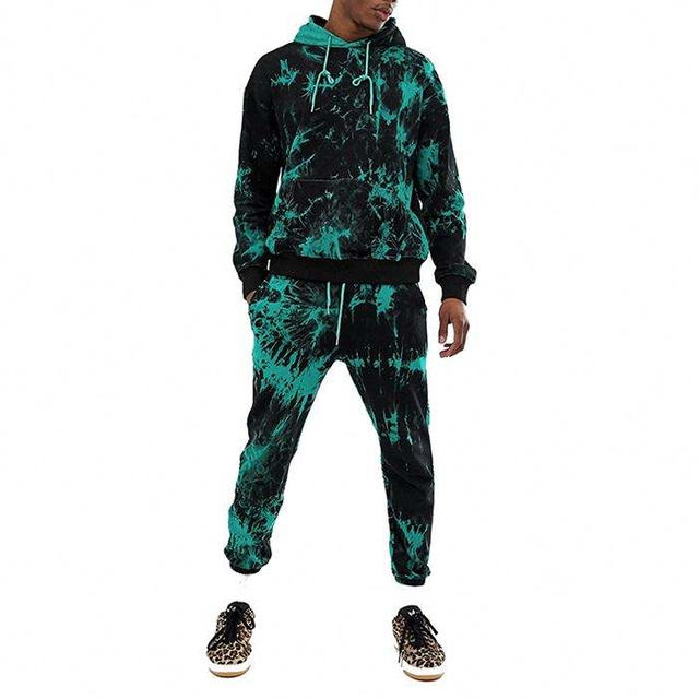 Bulk Wholesale Fall Sweatsuit Two Piece Tracksuits Sets Men Tie Dye Sweatsuit