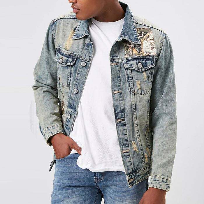 Мужская джинсовая куртка нового дизайна, модная мужская джинсовая куртка с графическим принтом Altas 2020