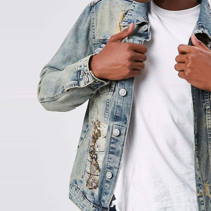 Fashion New Design Mens Jean Jacket Altas Graphic Printed Distressed Denim Jackets For Men 2020