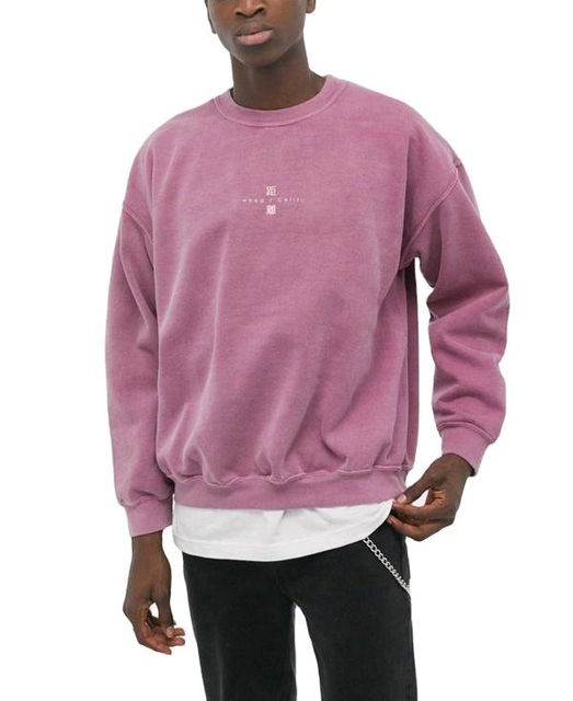 Hoogwaardige zuurgewassen kleding Mens pullover op maat gedrukt sweatshirt