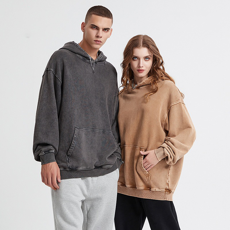 420Gsm High Quality Street Wear Heavy Weight Oversized Washed Vintage Streetwear Retro Custom Logo Men's Hoodie