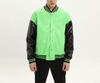 Oem Manufacturer Custom Men's Color Block Faux Leather Bomber Baseball Jacket