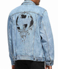 Oem Manufacturer Custom Mens Light Blue Graphic Printed Back Denim Cotton Classic Jean Jacket