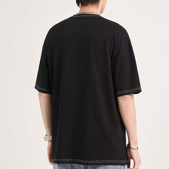 Men Tshirt 2021 Custom Geometrical Pattern Print Tshirts Algodon Contrast Stitching Men Blank Tshirt