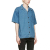 OEM Manufacturer Summer Blouse High Quality Short Sleeve Button Square Collar Classic Blue Men Denim Shirt