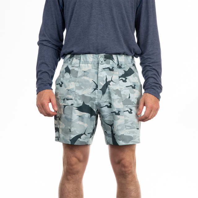 OEM Manufacturer Custom Logo 95% Polyester 5% Elastane Camo Quick Dry Men Fishing Shorts