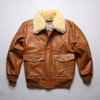 Oem Manufacturer Leather Wool Collar Flight Suit Sheep Retro Top Layer Cowhide And Cotton Short Plus Size Jacket