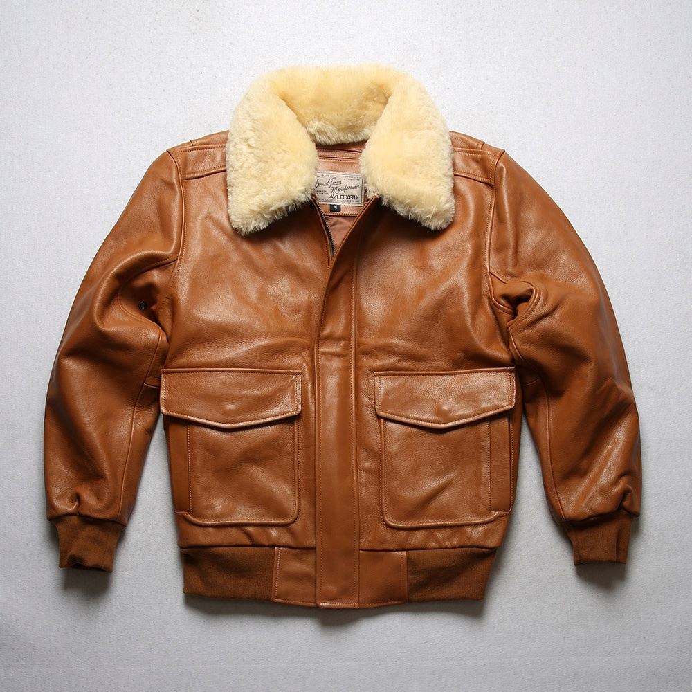 Oem Manufacturer Leather Wool Collar Flight Suit Sheep Retro Top Layer Cowhide And Cotton Short Plus Size Jacket