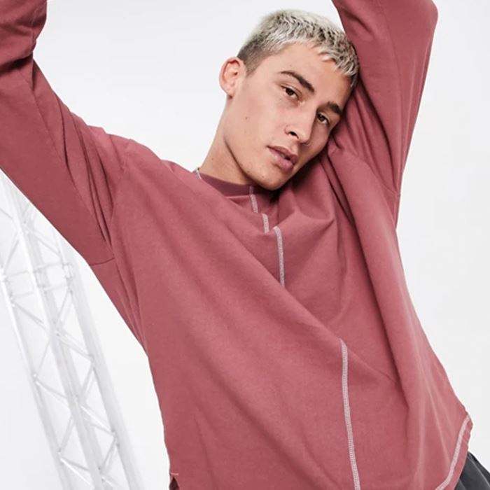 Oem Services Custom Long Sleeve T Shirt Men Drop Shoulder T-Shirts Contrast Seams Oversized Heavyweight T-Shirt