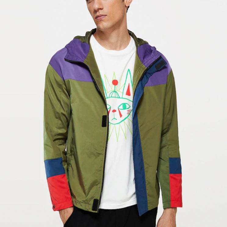 Design Your Own Color Block Men's Coat 100%Polyester Jacket For Men