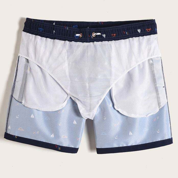 Oem Wholesale Men Graphic Printed Summer Shorts Drawstring Waist Beach Shorts