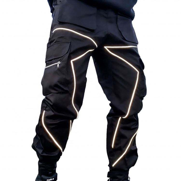 OEM Manufacturer Reflective Strip Design Men's Cargo Nylon Pants Quick Drying Nylon Pants