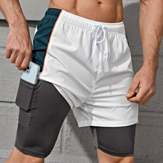 New Fashion Activewear Men Shorts Drawstring Waist Summer Men Gym Shorts With Phone Pocket