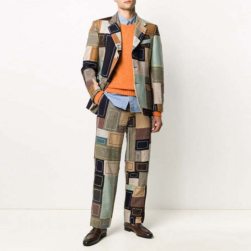 OEM Manufacturer Custom Fashion Long Sleeve Single-Breasted Patchwork Graphic Design Patch Embroidered Blazer Jacket