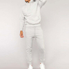 High Quality Custom Logo Design Slim Fit Long Sleeve Kangaroo Pocket Grey Tracksuit For Men