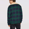 New Product Men Pocket Front Waist Belted Green Plaid Winter Coat