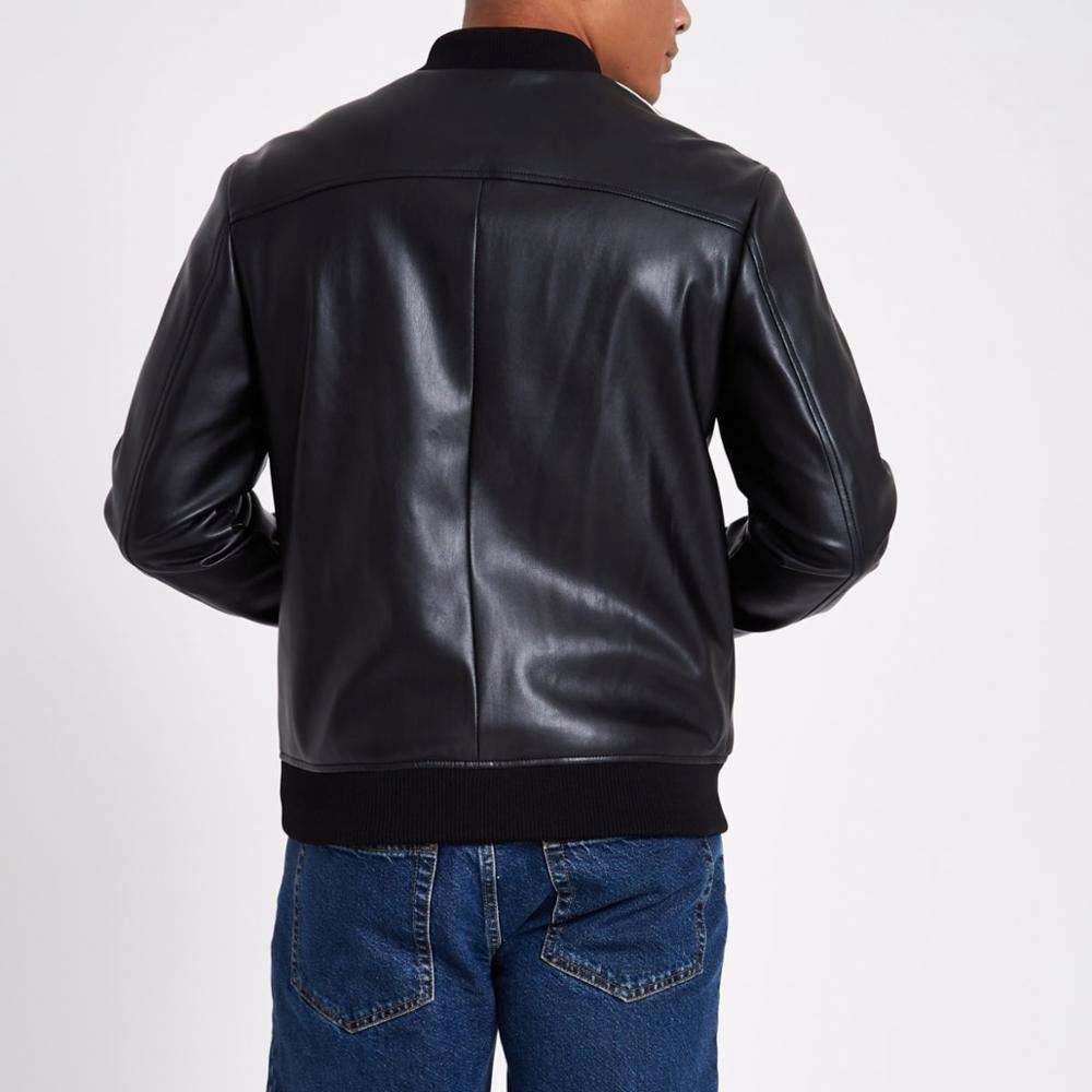 Custom Mens Black Waterproof Bike Motorcycle Windbreaker Zipper Leather Jacket For Mens