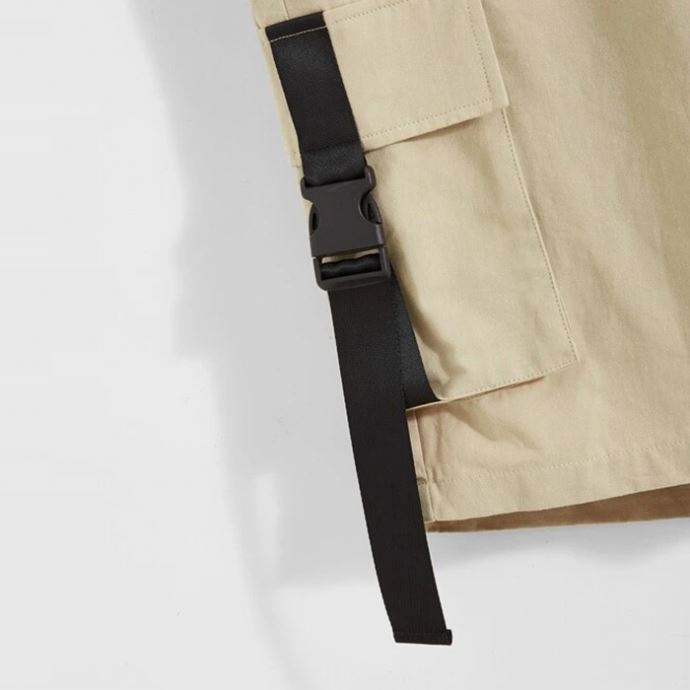 Factory Custom Boxer Shorts Men Solid Color Cotton Shorts With Flap Pocket Push Buckle Detail