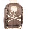 Oem Manufacturer Custom Winter Men Long Sleeve Leather Zipper Turn-Down Collar Skull Applique Print Bomber Jacket
