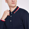 Mens Shirts Navy Tipped Long Sleeve Polo Shirt