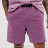 Hot Selling Fashionable Men's Slim Shorts With Utility Belt Washed Purple Heavyweight Canvas Shorts