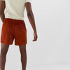 Wholesale Embroidery Cotton Drawstring Slim Shorts In Rust Cord