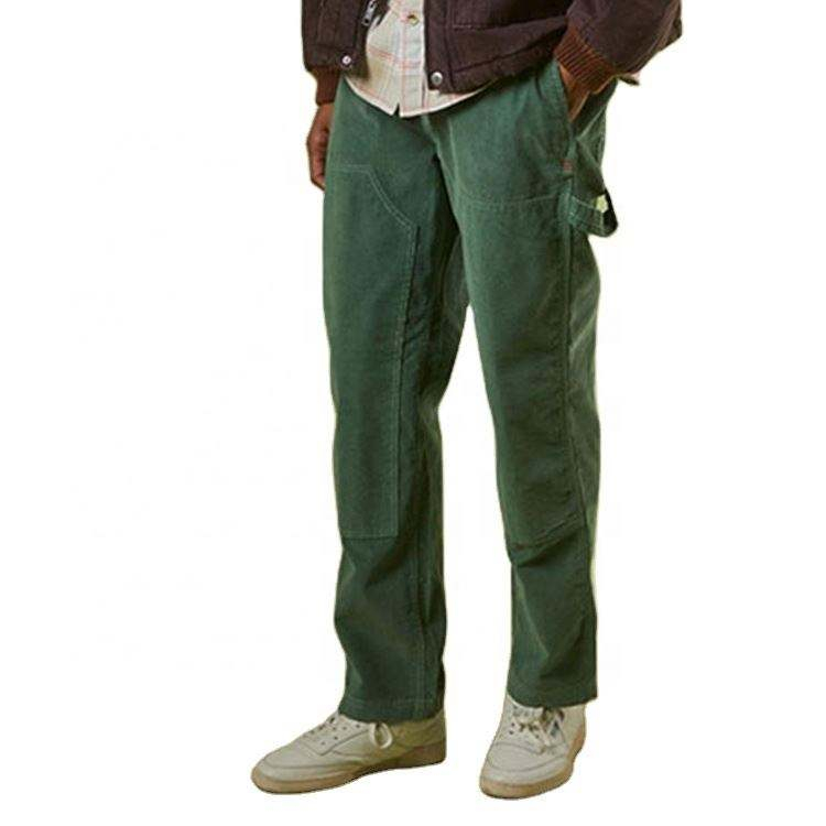 OEM Manufacturer Custom Men Corduroy Work Cargo Pants With Double Knee Patchwork Pants