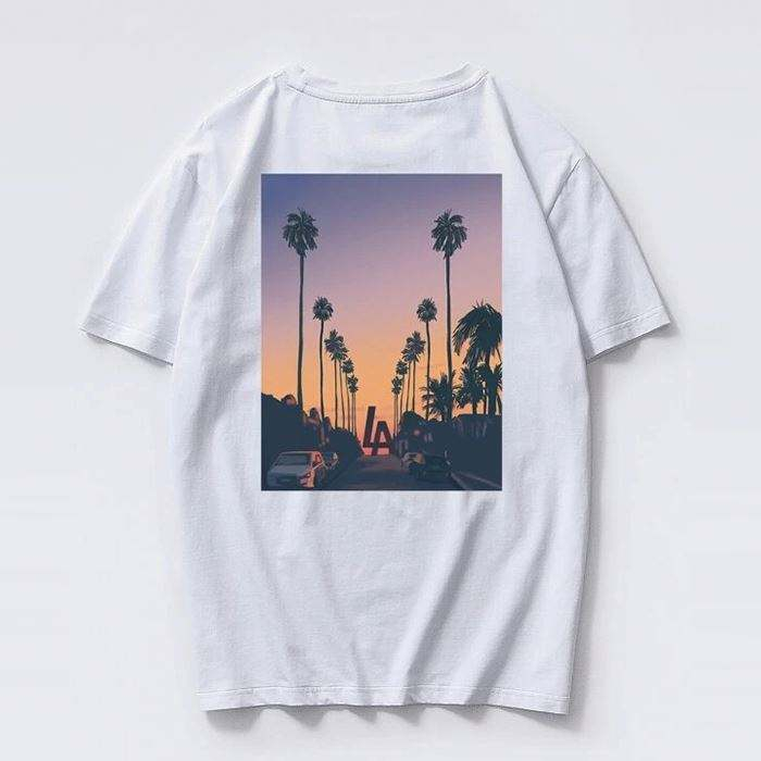 Wholesale High Quality Vintage T Shirt Custom Tropical Printed Summer Short Sleeve Men Graphic T Shirts