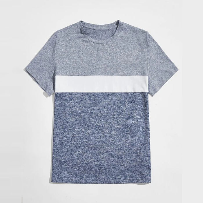 Custom Sublimation Premium Tshirt Round Neck Color Block Men Short Sleeve Knit Tshirts