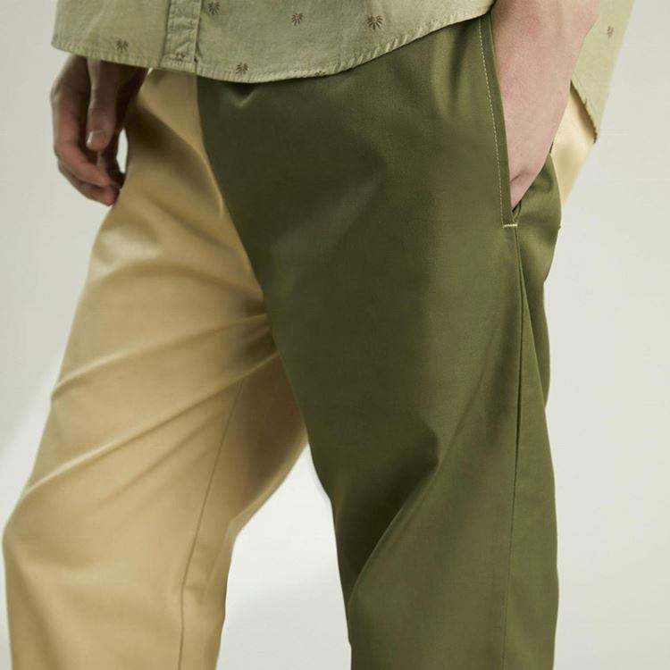 OEM Manufacturer Custom Cotton Twill Pant Color Block Two Tone Contrast Pants Trousers