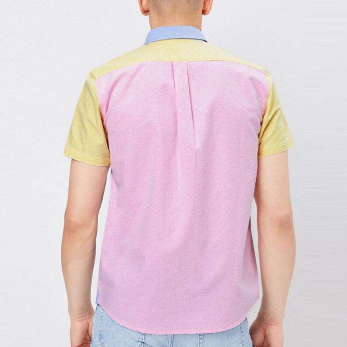 Fabricante OEM mais recentes designs de camisas masculinas roupas clássicas com botões colorblock camisas de algodão para homens