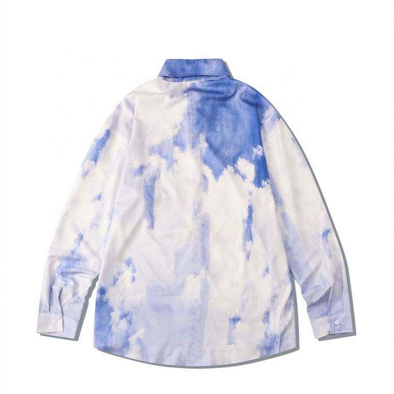OEM Manufacturer Men's Leisure Ink Digital Printed Polyester Loose And Comfortable Long Sleeve Shirt