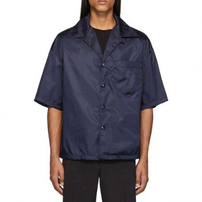 OEM Manufacturer Fashion Style Nylon Navy Short Sleeve Shirt With Chest Pocket For Men