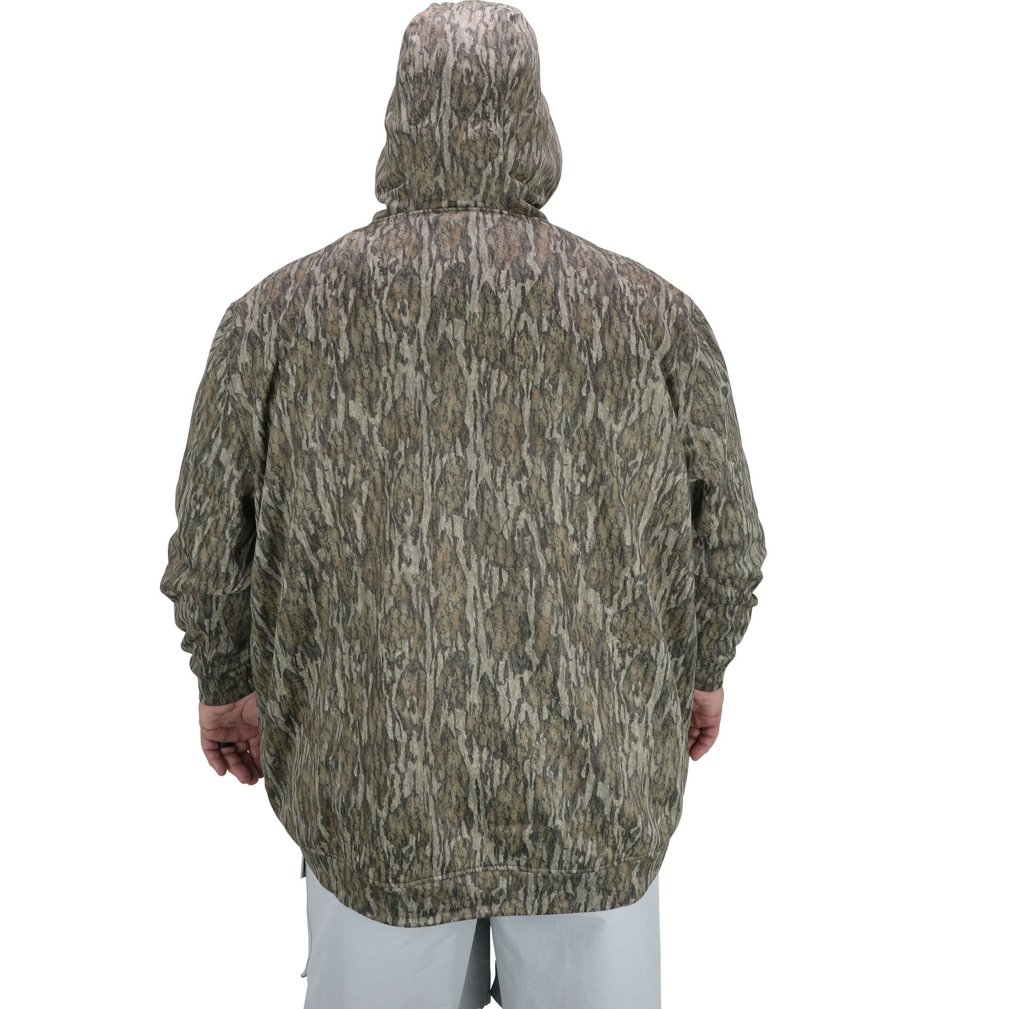 Moški ribiški pulover s kapuco z logotipom proizvajalca OEM po meri iz mikroflisa z mahovitim kamuflažnim pokrovom iz 100 % poli