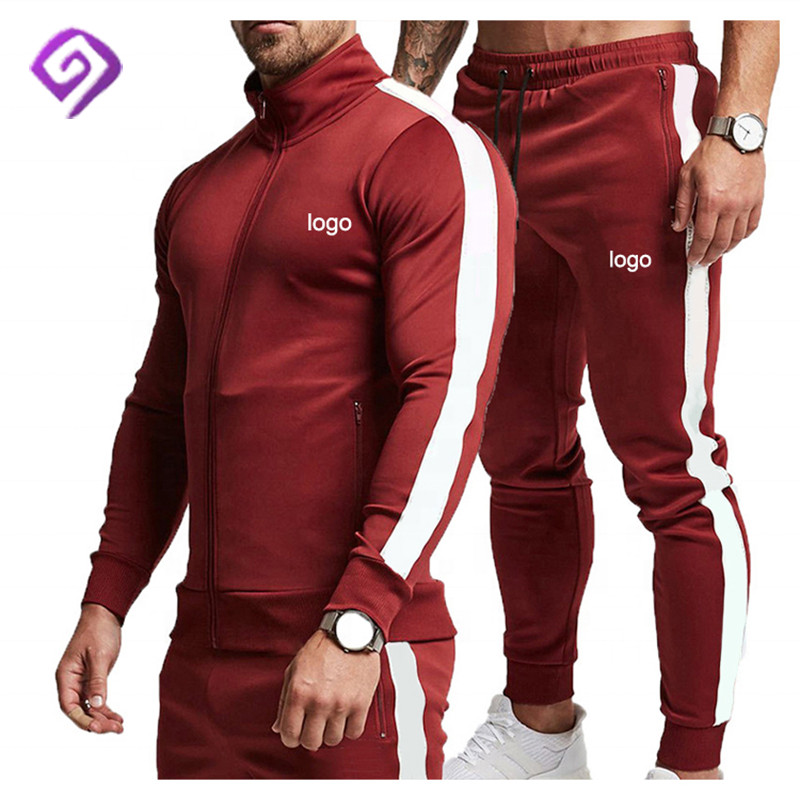 Wholesale Polyester Two Piece Active Wear Set Hoodie Logo Custom Sweatsuit Jogging Sweat Track Suit Sportswear Tracksuit For Men